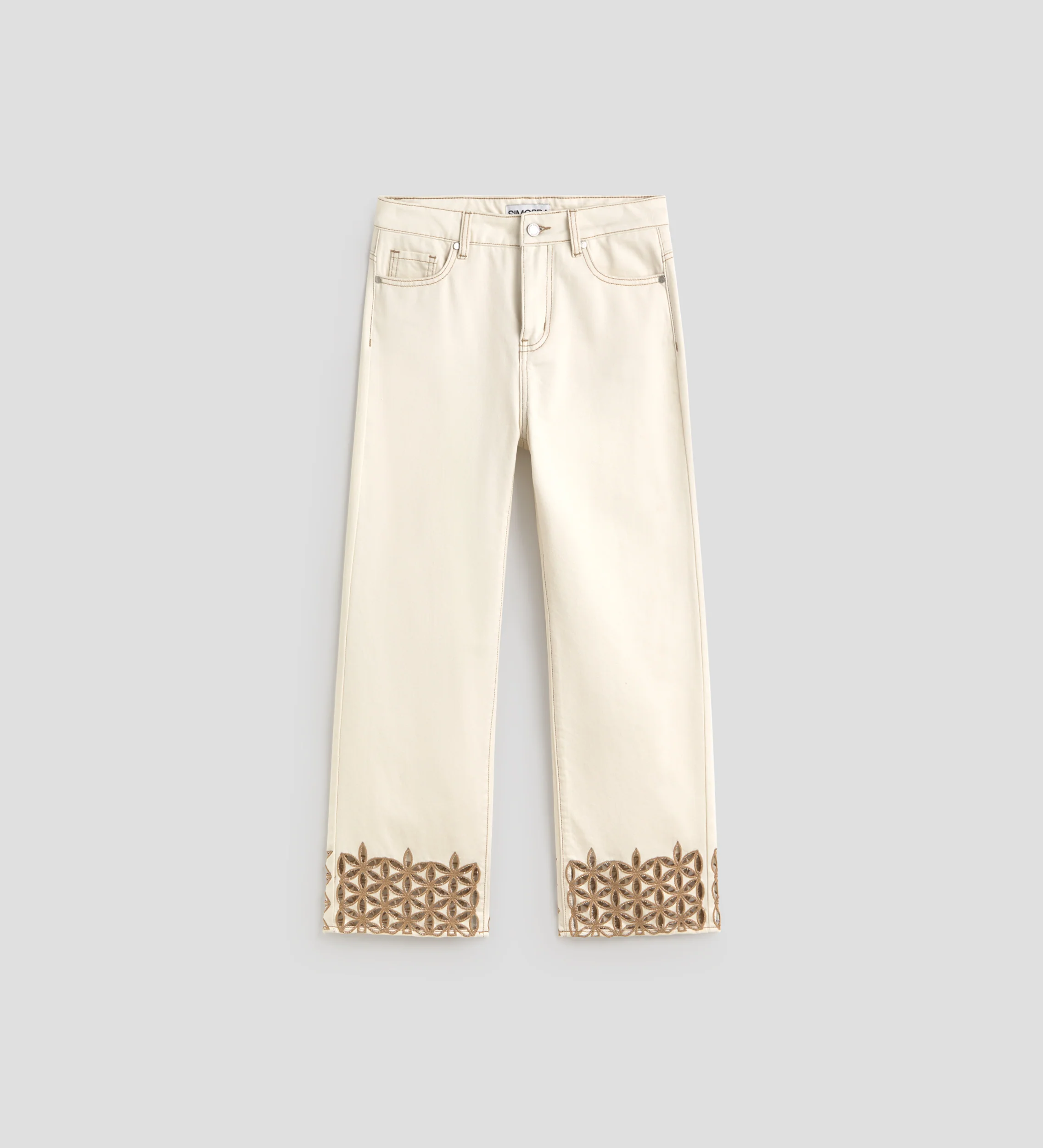 Pantalón crop bordado decorativo - Image 6