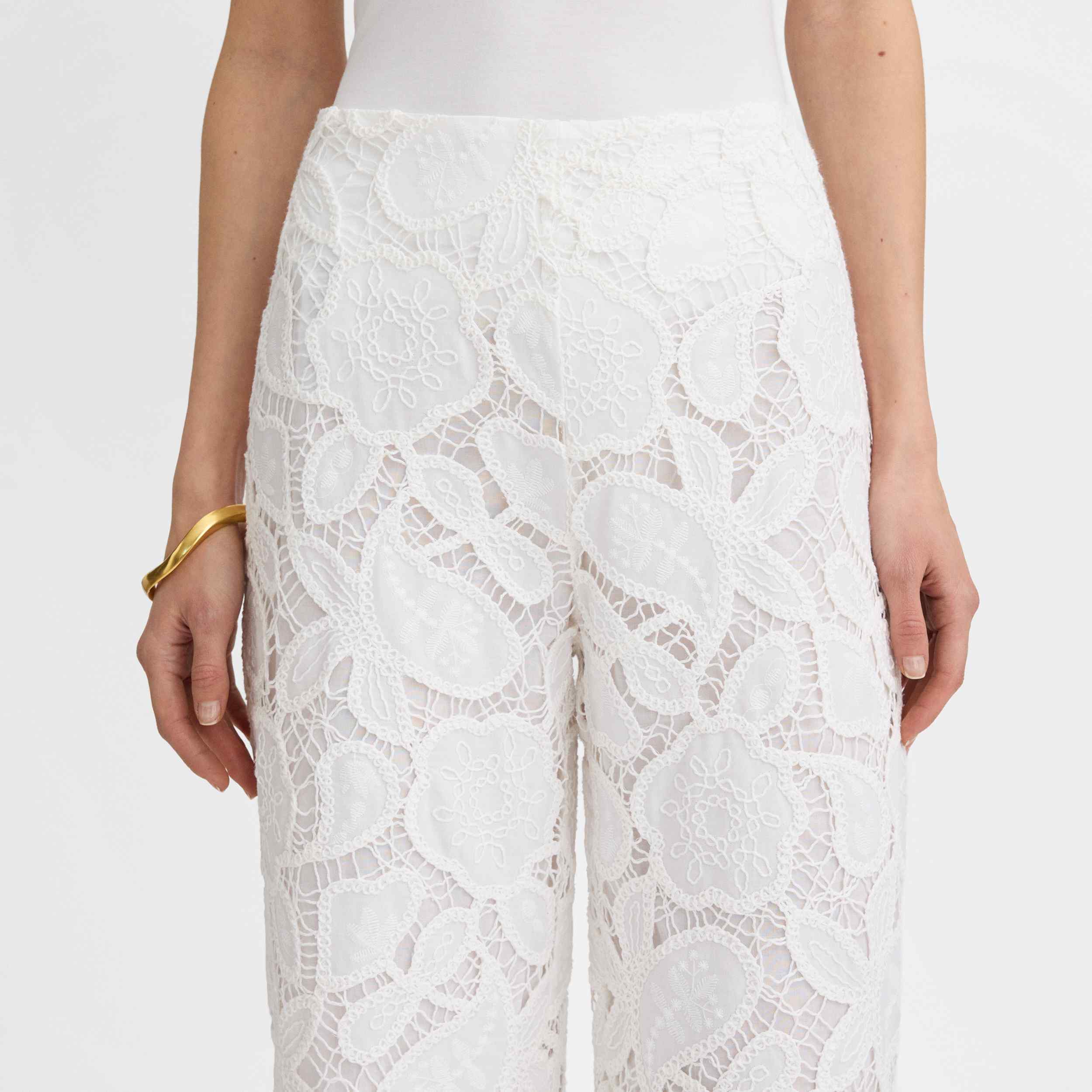 Pantalón crop guipur bordado - Image 3