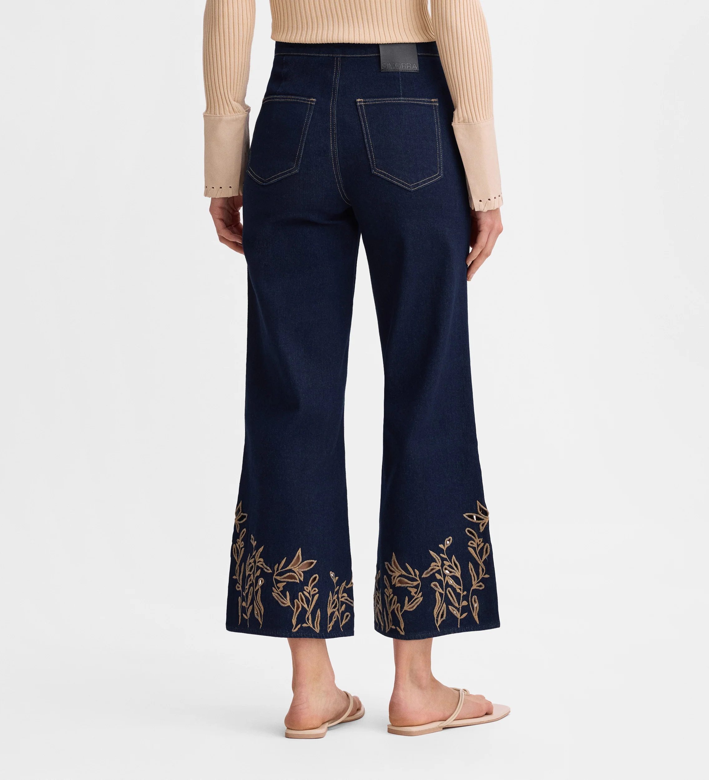 Pantalón vaquero crop bordado - Image 5