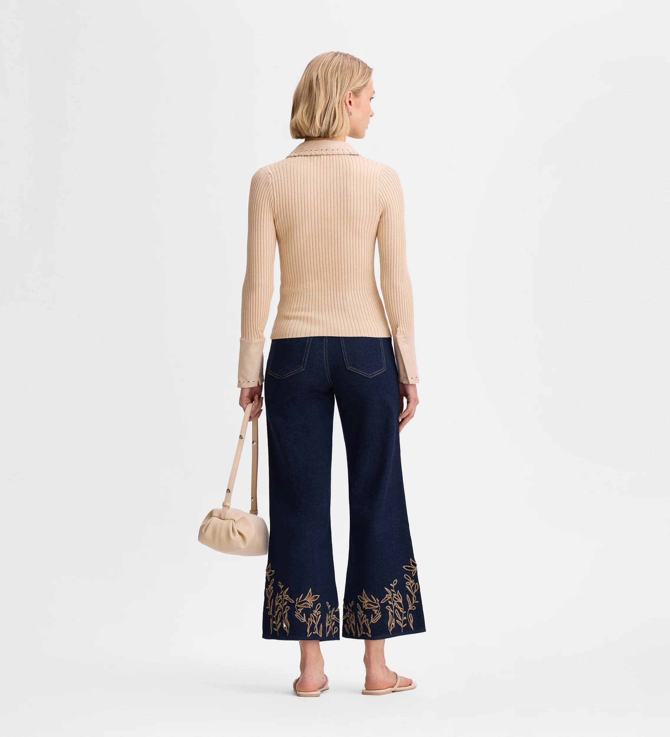 Pantalón vaquero crop bordado - Image 6
