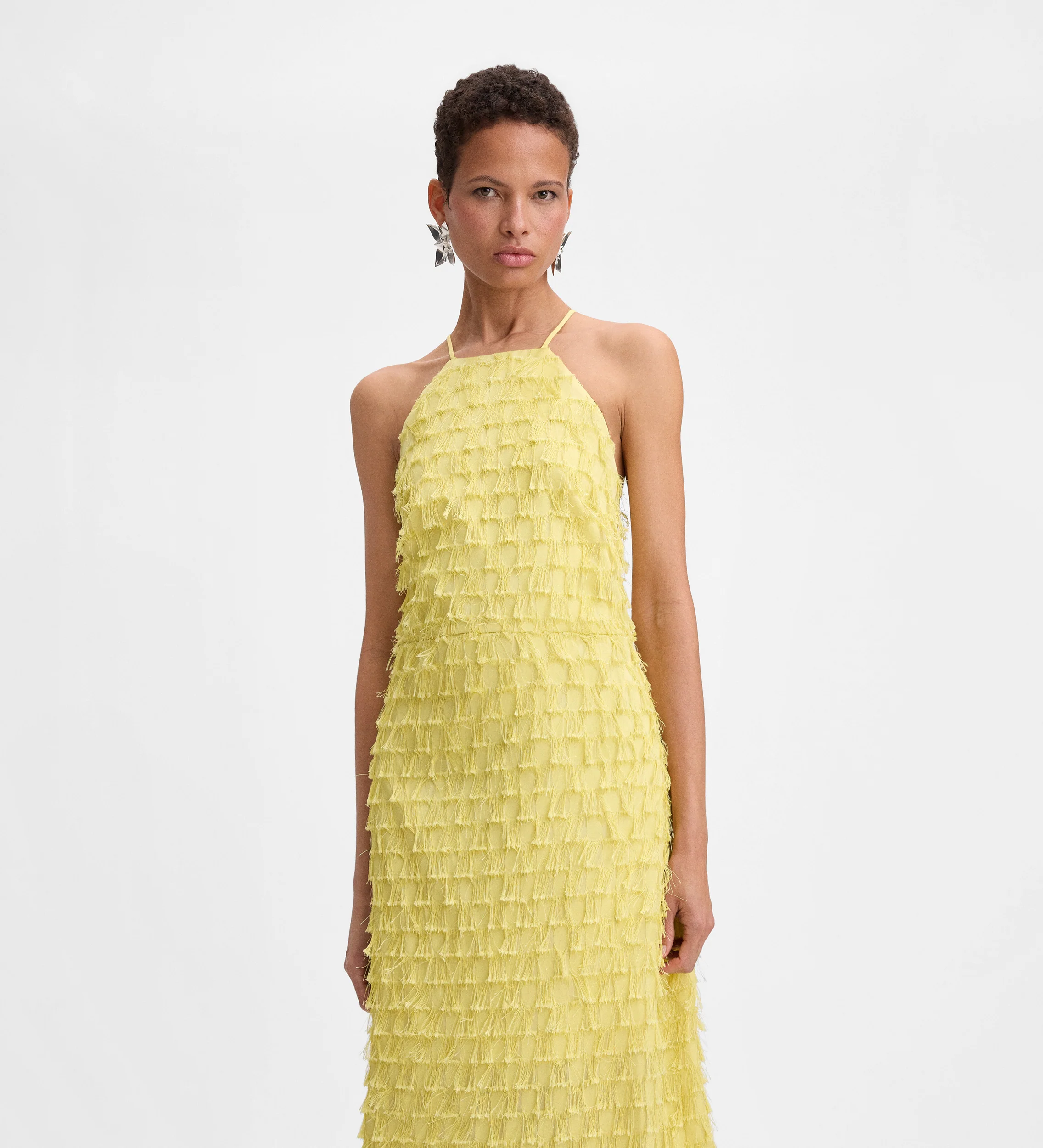 Vestido largo jacquard flecos - Image 3