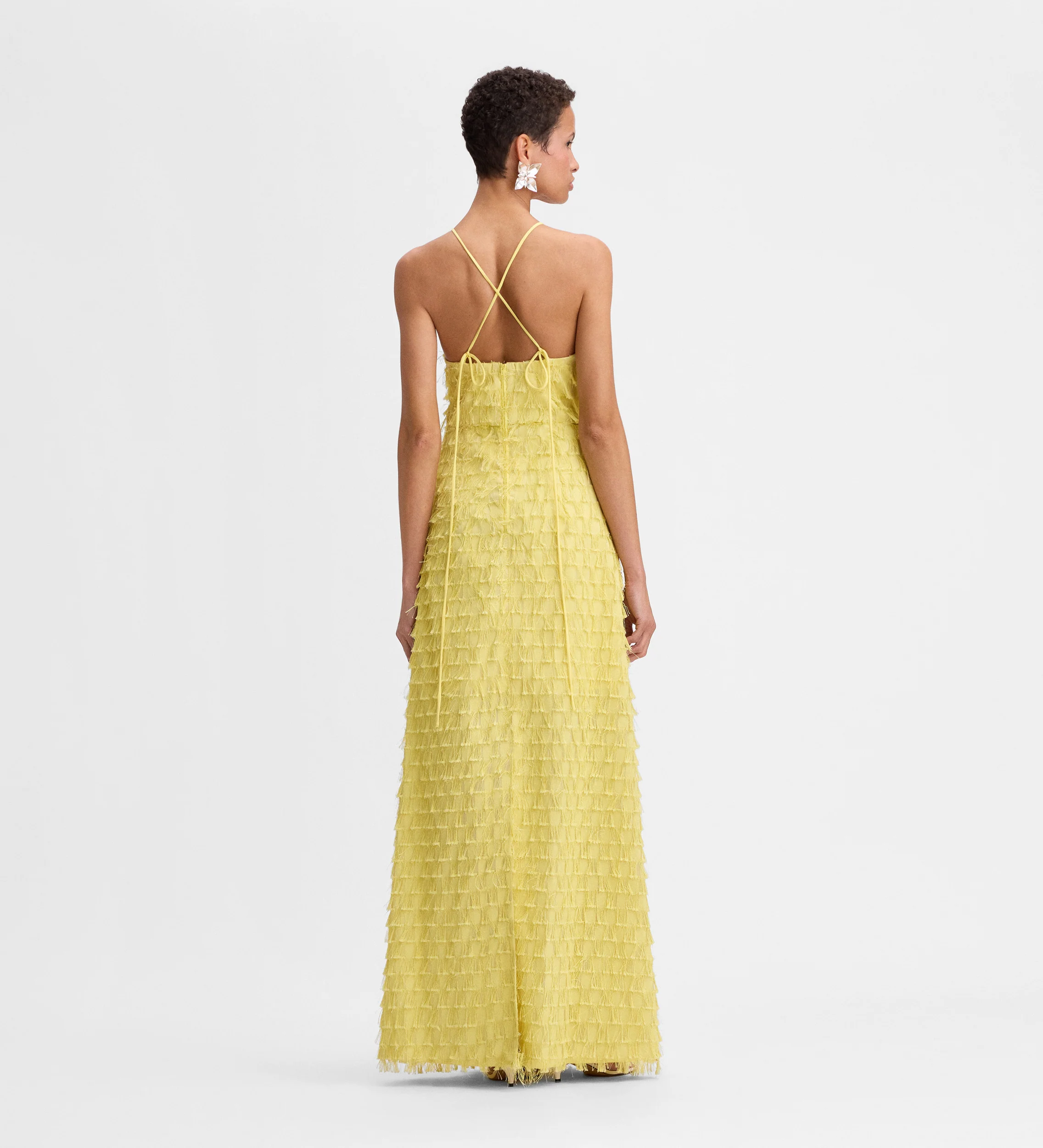 Vestido largo jacquard flecos - Image 4